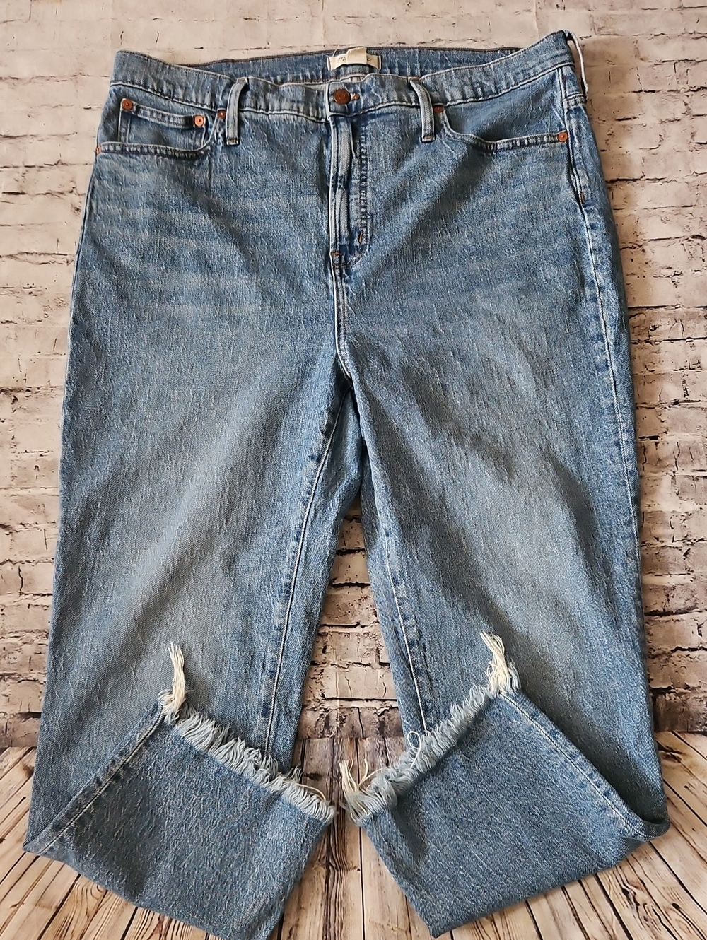 Madewell Light Blue The Perfect Vintage Crop Frayed-Hem Jeans Size 34